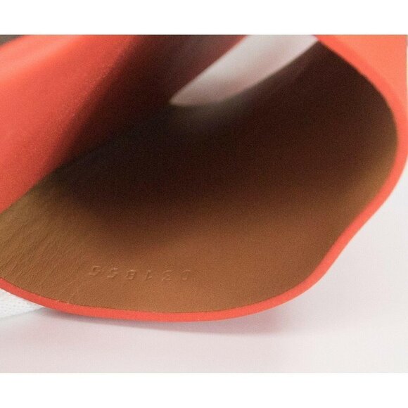 Chloe Orange Leather Bead Chain Flat Mules Slides - Picture 5 of 7